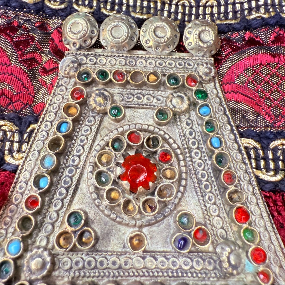 Vintage handmade beaded coin belly dancing hip belt side sash medium costume - Picture 5 of 11